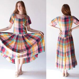 Norma Kamali Vintage Dress Rainbow Plaid